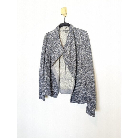 Vince Jacket Womems Small Blue Tweed Drape Neck Office Business Career Academia - Picture 2 of 11